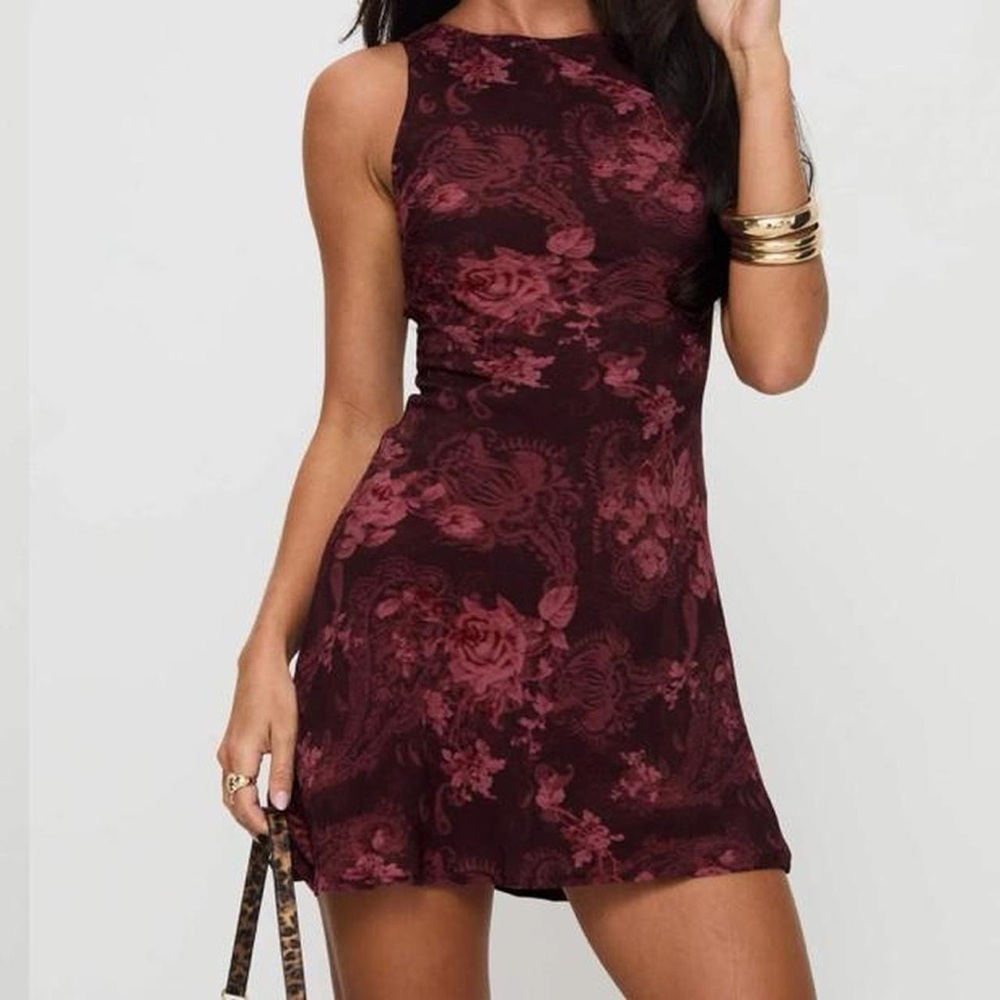 NWOT Vivre mini dress burgundy paisley.
